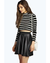 Boohoo Adele Leather Look Coated Skater Skirt