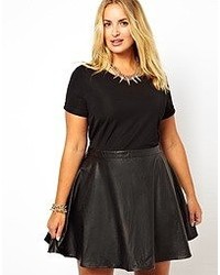 Alice & You Jersey Dress With Leather Look Skater Skirt