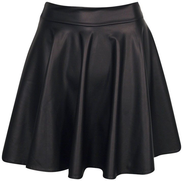 Boohoo Jules Leather Look Skater Skirt, $30 | BooHoo | Lookastic.com