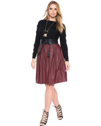 ELOQUII Plus Size Faux Leather Skater Skirt