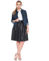 ELOQUII Plus Size Faux Leather Skater Skirt