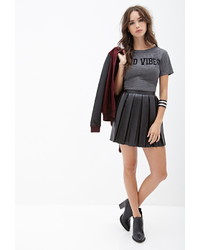 Forever 21 Faux Leather Pleated Skirt