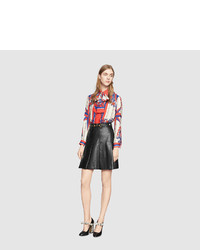 Gucci Leather Pleated Skirt