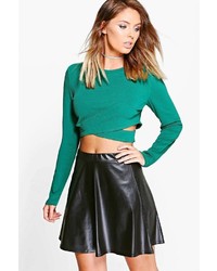 Boohoo Lia Leather Look Skater Skirt