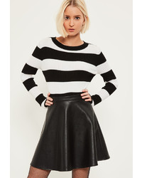 Missguided Black Faux Leather Full Mini Skirt