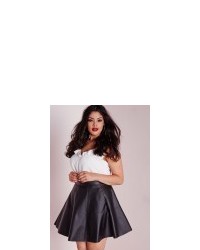 Missguided Plus Size Faux Leather Skater Skirt Black