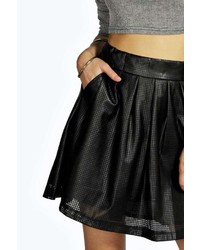 Boohoo Pearla Punched Pu Skater Skirt