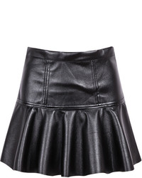 Pleated Pu Black Skirt