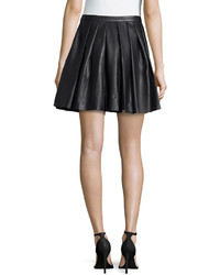 Nicole Miller Swingy Pleated Leather Skirt