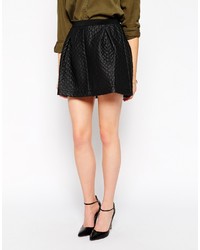 Yas Pu Quilted Skater Skirt