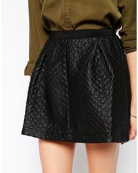 Yas Pu Quilted Skater Skirt