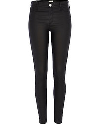 River Island Black Coated Leather Look Molly Jeggings