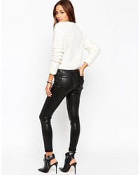 Asos Collection Sculpt Me Premium Ankle Grazer Jeans In Black Coated