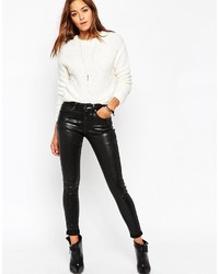 Asos Collection Sculpt Me Premium Ankle Grazer Jeans In Black Coated