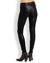 J Brand Mid Rise Leather Skinny Jeans