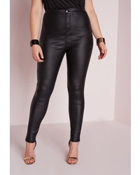 Missguided Plus Size Coated Skinny Jeans Black