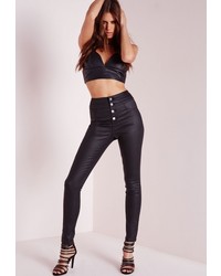 Missguided Sinner High Waisted Skinny Jeans Coated Black