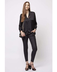 Moto Black Zip Ankle Coated Leigh Jeans