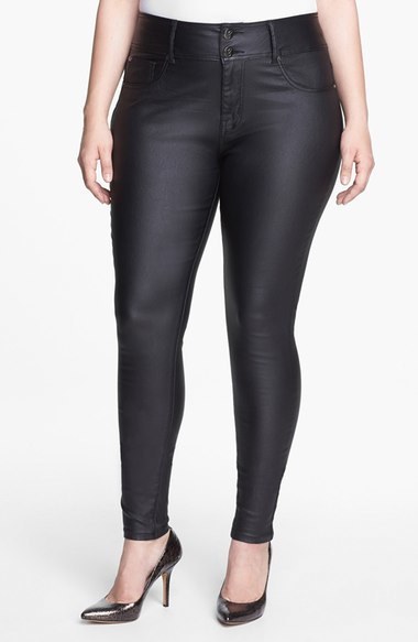 plus size leather look jeans