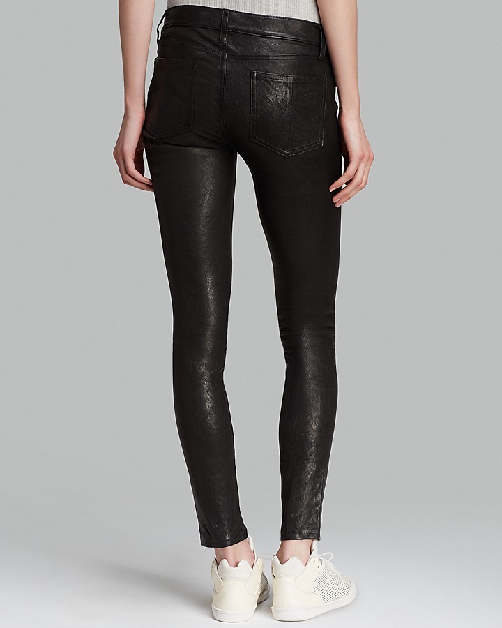 black leather skinny jeans