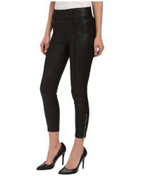 7 For All Mankind Seamed Leggings W Ankle Zips In Black Leather Like