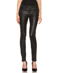 Current/Elliott The Ankle Skinny Leather Pant In Black