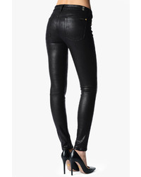 7 For All Mankind The Seamed Skinny In Crackled Leather Like Black