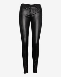 3x1 Wrap Skinny Black Leather Jeans