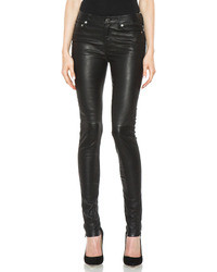 BLK DNM 5 Pocket Skinny Leather Pant In Blood Red