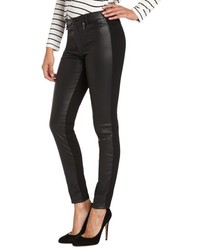 Nanette Lepore Black Leather Front Skinny Longboard Pant