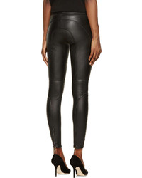 Givenchy Black Leather Gold Zip Skinny Trousers