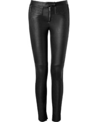 A.L.C. Black Leather Hendon Pants With Sueded Trim