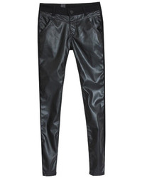 ChicNova Black Pu Leather Splicing Skinny Pants