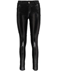 Boohoo Edith Leather Look Front Ponte Trousers