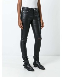 Saint Laurent Busted Knee Leather Trousers