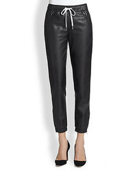 David Lerner Cropped Faux Leather Trackpants