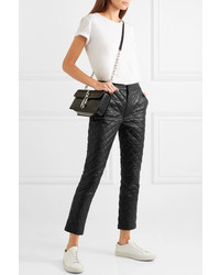 Frame Cropped Quilted Leather Straight Leg Pants