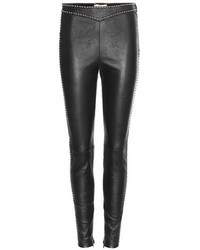 Saint Laurent Embellished Leather Trousers