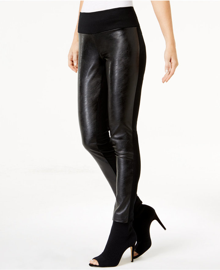INC International Concepts Faux Leather Front Skinny Pants Created For ...