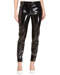 Versace Faux Leather Pants With Ankle Zip