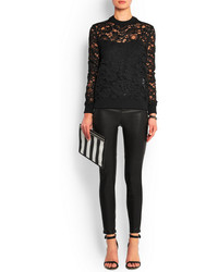 Givenchy High Rise Stretch Leather Skinny Pants Black