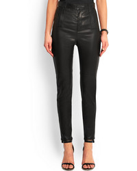 Givenchy High Rise Stretch Leather Skinny Pants Black