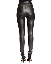 Givenchy High Waist Skinny Leather Trousers Black