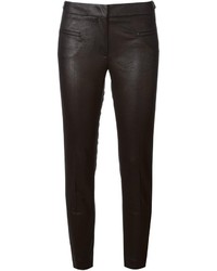 Incotex Faux Leather Skinny Trousers