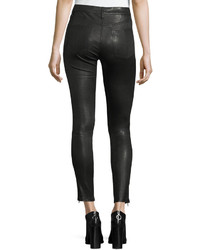Rag & Bone Jean Ame Mid Rise Button Fly Skinny Leather Pants