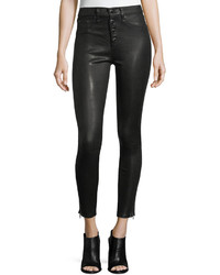 Rag & Bone Jean Ame Mid Rise Button Fly Skinny Leather Pants