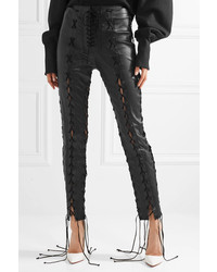 Unravel Project Lace Up Leather Skinny Pants