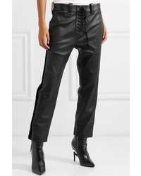 Unravel Project Lace Up Leather Straight Leg Pants