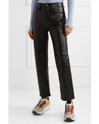 Acne Studios Lacy Cropped Leather Straight Leg Pants