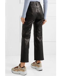 Acne Studios Lacy Cropped Leather Straight Leg Pants